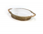Oval Casserole Basket with Stoneware Roaster, Medium 3QT